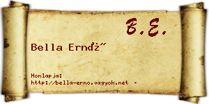 Bella Ernő névjegykártya
